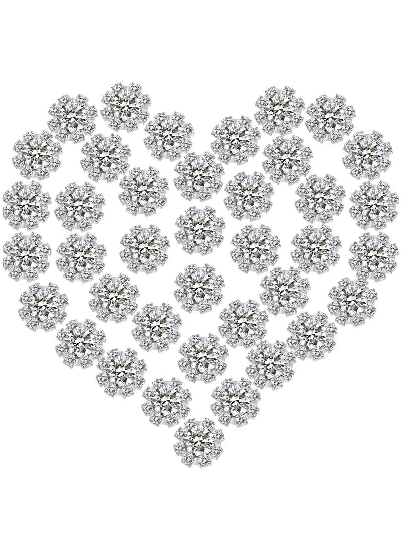 KASTWAVE 50 Pcs 10mm Rhinestone Embellishments Flatback Buttons Jewelry Flower Crystal Accessory for Crafts DIY Jewelry Making Wedding Decoration Bridal Bouquet Invitations Silver  - Image 1