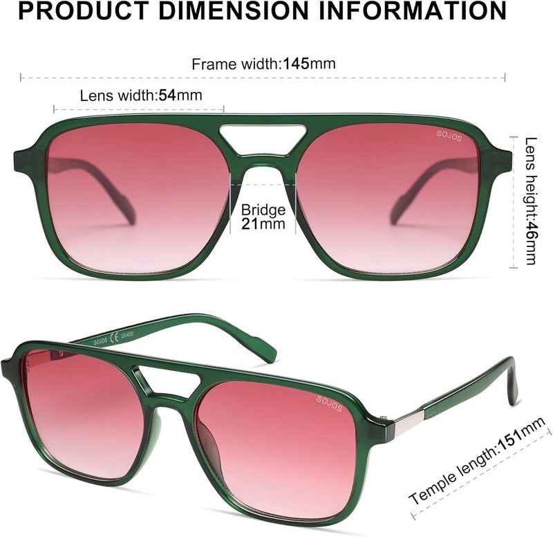 Sojos Retro Aviator Sunglasses for Women Men,Trendy Rectangle Womens Mens Shades Sun Glasses SJ2202 - Image 5