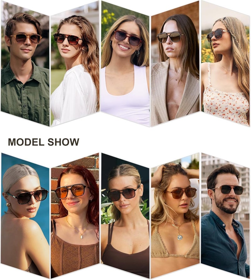Sojos Retro Aviator Sunglasses for Women Men,Trendy Rectangle Womens Mens Shades Sun Glasses SJ2202 - Image 3