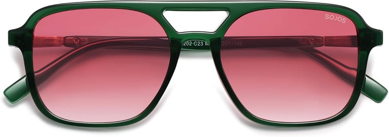 Sojos Retro Aviator Sunglasses for Women Men,Trendy Rectangle Womens Mens Shades Sun Glasses SJ2202 - Image 2