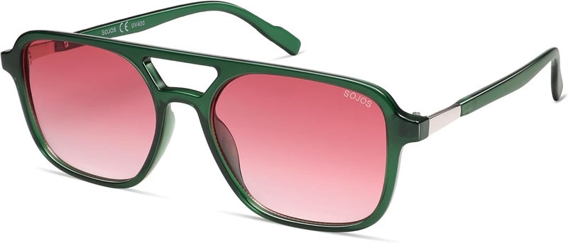Sojos Retro Aviator Sunglasses for Women Men,Trendy Rectangle Womens Mens Shades Sun Glasses SJ2202 - Image 1