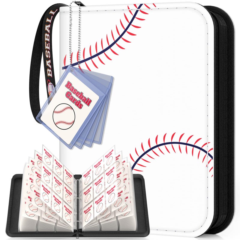 Mlikero Baseball Card Binder 720 Pocket Trading Card Binder with Card Display Design Premium Card Holder with Sports Pattern Wristband Compatible with Baseball Cards 2026 - Image 2