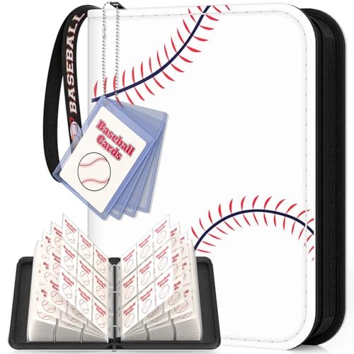 Mlikero Baseball Card Binder 720 Pocket Trading Card Binder with Card Display Design Premium Card Holder with Sports Pattern Wristband Compatible with Baseball Cards 2026 - Image 1