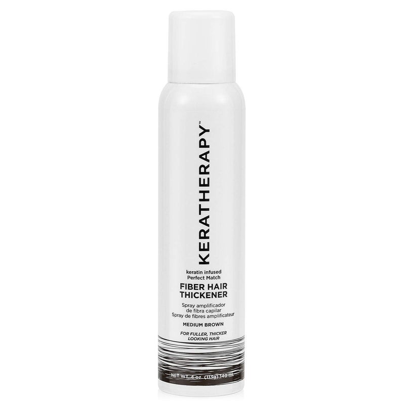 Keratherapy Keratin Infused Perfect Match Fiber Hair Thickener Spray, Medium Brown, 4 fl. oz., 140 ml - Volumizing, Thickening, & Concealing Hairspray for Scalp Coverage, Roots & Thinning Areas - Image 1