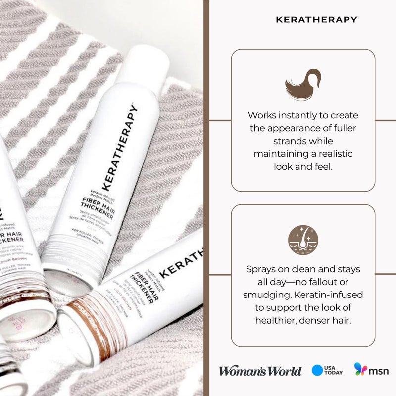 Keratherapy Keratin Infused Perfect Match Fiber Hair Thickener Spray, Medium Brown, 4 fl. oz., 140 ml - Volumizing, Thickening, & Concealing Hairspray for Scalp Coverage, Roots & Thinning Areas - Image 4