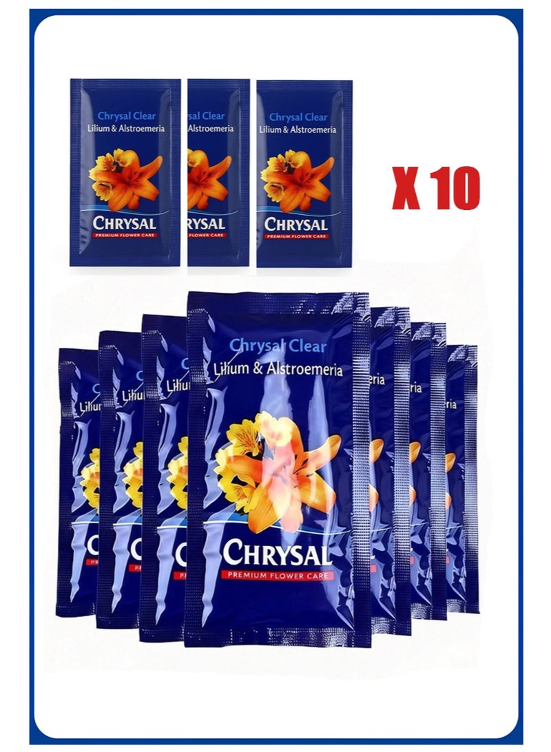 CHRYSAL Lily Flower Preservative，Clear Flower Food Packets Fresh Flower Arrangements Supplies，Flower preservative and nutrient solution to prolong the life of flowers (10g, 10 packs) - Image 1