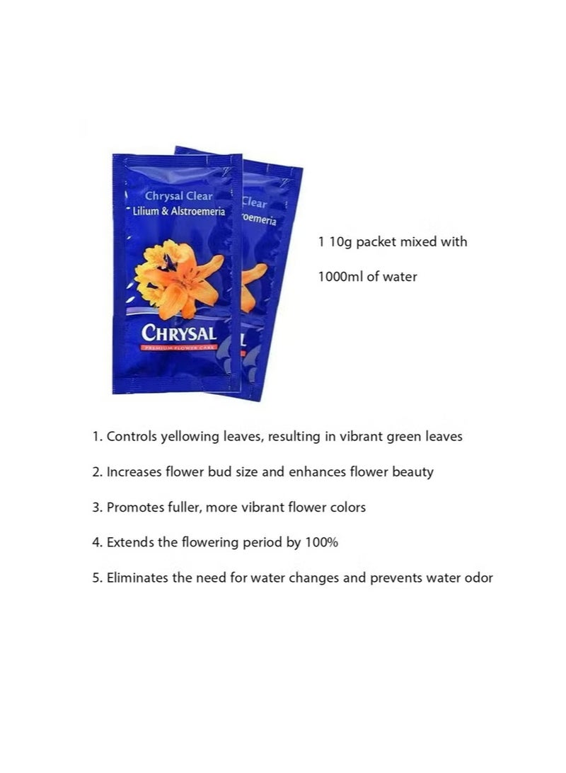 CHRYSAL Lily Flower Preservative，Clear Flower Food Packets Fresh Flower Arrangements Supplies，Flower preservative and nutrient solution to prolong the life of flowers (10g, 10 packs) - Image 2