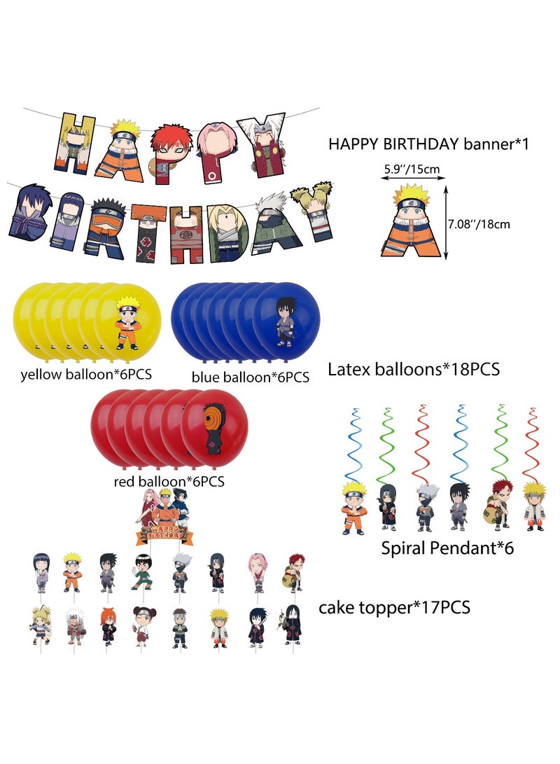 general Naruto Birthday Party Decorations Set - Naruto Spiral Hanging Cake Toppers Banners and Balloons - Image 2