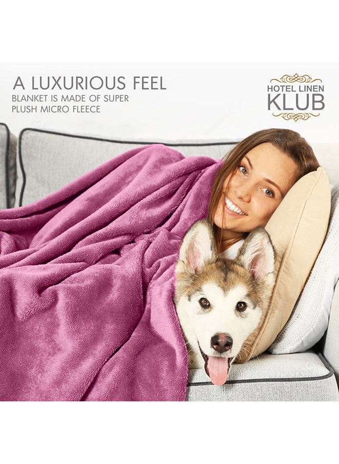 Hotel Linen Klub Double Micro Fleece Flannel Blanket 260 GSM Super Plush and Comfy Throw Blanket Size 200 x 220cm Rose Pink  - Image 2
