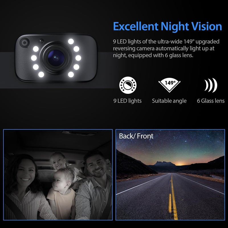 eRapta مجموعة شاشة كاميرا احتياطية eRapta 7 بوصة HD 2K مع رؤية ليلية ومقاومة للماء IP69 - Image 4