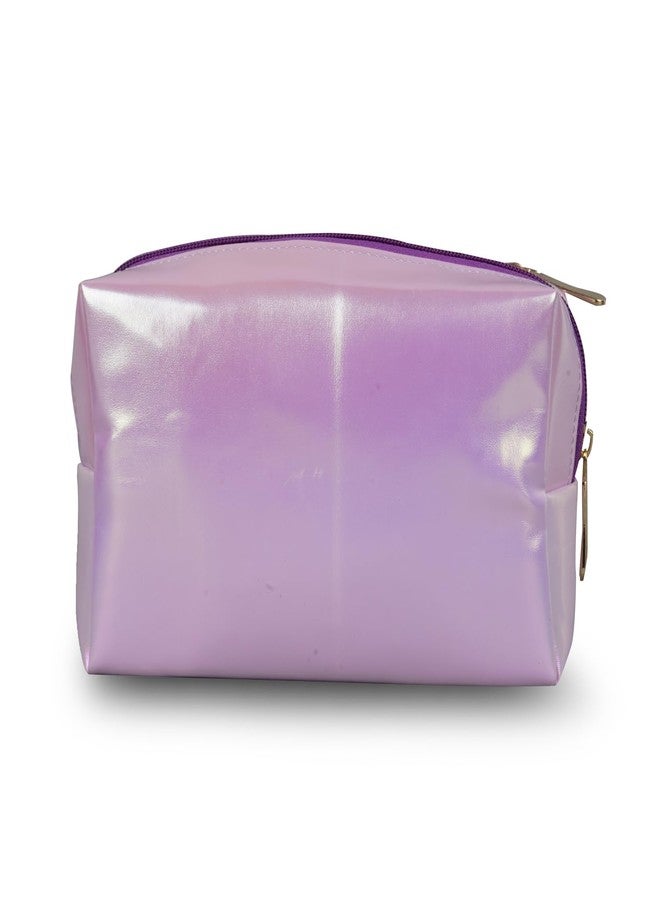 Shamax® Pouches, Makeup Organizer, Cosmetic Travel Organizer Pouch,Zipper Closure Portable Makeup Pouch, Stationery Bag for Students Girls Adults Office with Pockets, Toiletry Bag (Purple) Pack of 2 - Image 3