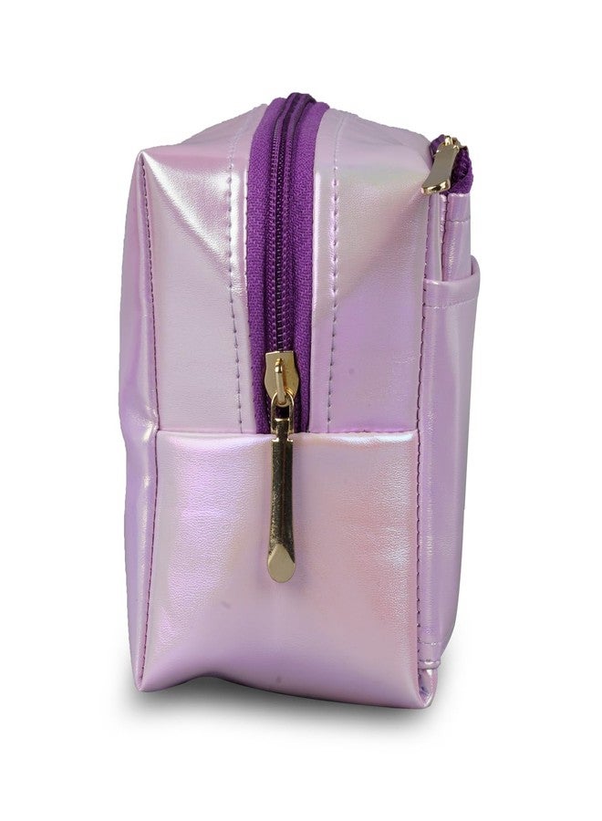 Shamax® Pouches, Makeup Organizer, Cosmetic Travel Organizer Pouch,Zipper Closure Portable Makeup Pouch, Stationery Bag for Students Girls Adults Office with Pockets, Toiletry Bag (Purple) Pack of 2 - Image 2