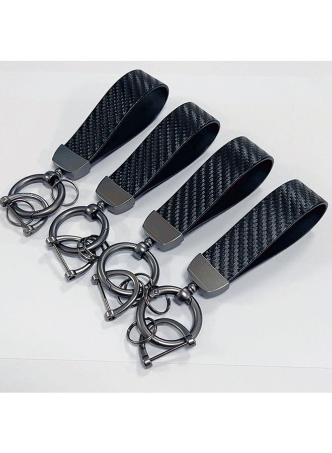 Business Men's Car Keychain High-Quality Carbon Fiber Pattern Electric Car Keychain Printed Logo Car Logo Creative - Image 2