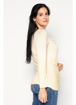 INC Women Round Neck Long Sleeve Ombre Print Top, Pink  - Image 2