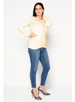 INC Women Round Neck Long Sleeve Ombre Print Top, Pink  - Image 1