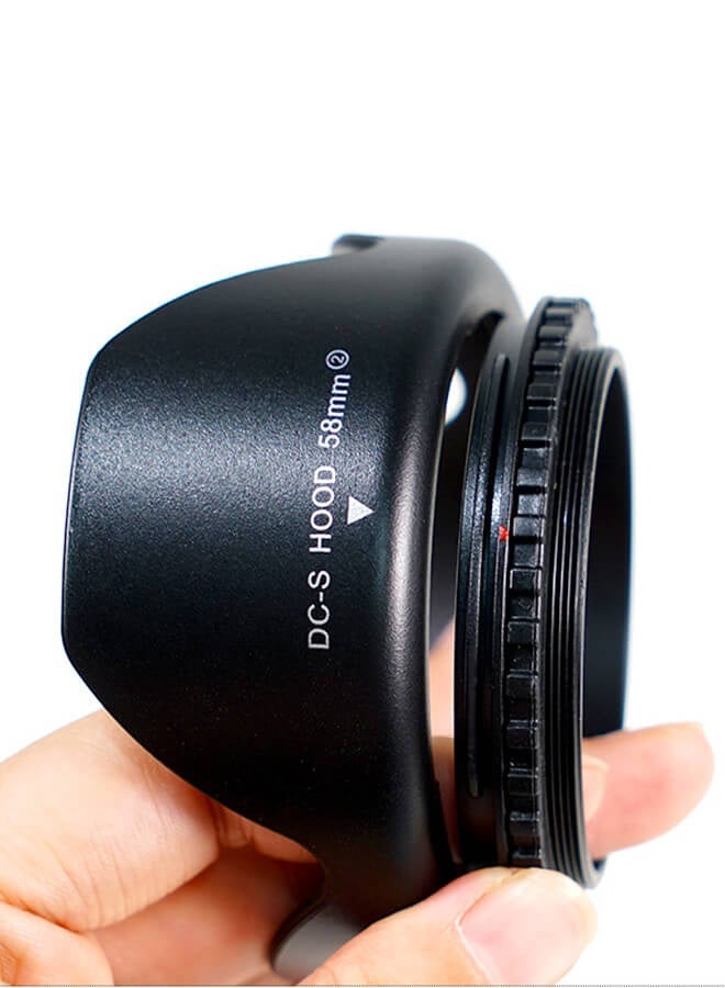 Bliszaar 58mm Tulip Flower Lens Hood for DSLR/Mirrorless Cameras, Anti Glare Multi Petal Lens Protection Mount  - Image 1
