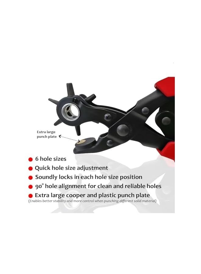 PROMASS Puncher Tool Drift Punches Leather Hole Punch for Belt, Watch Bands, Saddles, Straps and More, Professional Leather & Fabric Hole Puncher for Crafts & DIY, Belt Hole Puncher, Punch Plier  - Image 2