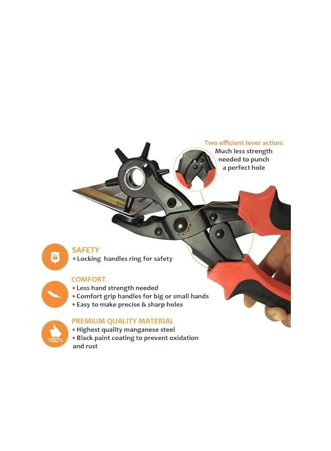 PROMASS Puncher Tool Drift Punches Leather Hole Punch for Belt, Watch Bands, Saddles, Straps and More, Professional Leather & Fabric Hole Puncher for Crafts & DIY, Belt Hole Puncher, Punch Plier  - Image 3