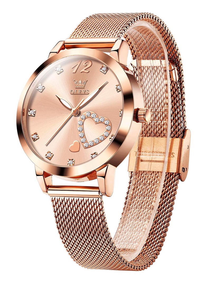 OLEVS Women's Small Wrist Cute Diamond Heart Shape Fashion Waterproof Watch 5189 - Image 1