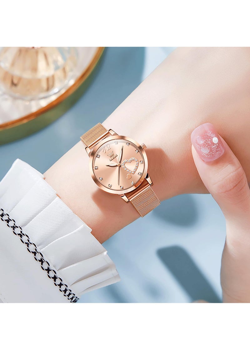 OLEVS Women's Small Wrist Cute Diamond Heart Shape Fashion Waterproof Watch 5189 - Image 2