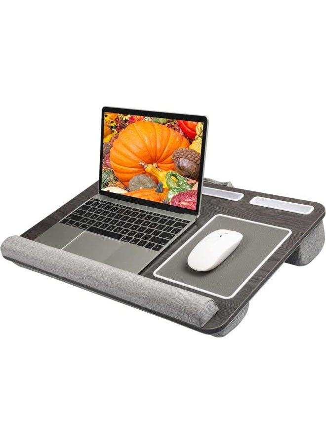HUANUO Lap Desk - Fits up to 17 inches Laptop Desk, Built in Wrist Pad for Notebook, MacBook, Tablet, Lap Laptop Desk with Tablet, Pen & Phone Holder for Bed (Black Woodgrain) - Image 1