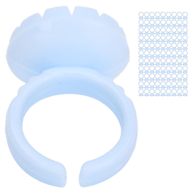 100PCS Disposable Eyelash Glue Rings, Professional Lash Extension Glue Trays with DualUse Design, EcoFriendly PP Material for Lash Artists and Technicians (Blue 100 pieces per pack) - Image 5