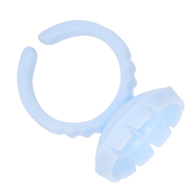 100PCS Disposable Eyelash Glue Rings, Professional Lash Extension Glue Trays with DualUse Design, EcoFriendly PP Material for Lash Artists and Technicians (Blue 100 pieces per pack) - Image 3