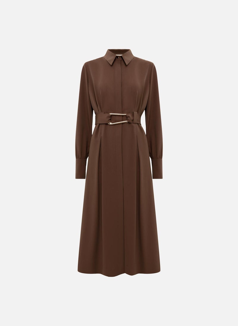 Lichi Midi dress with waist pleats and wide belt - Image 2