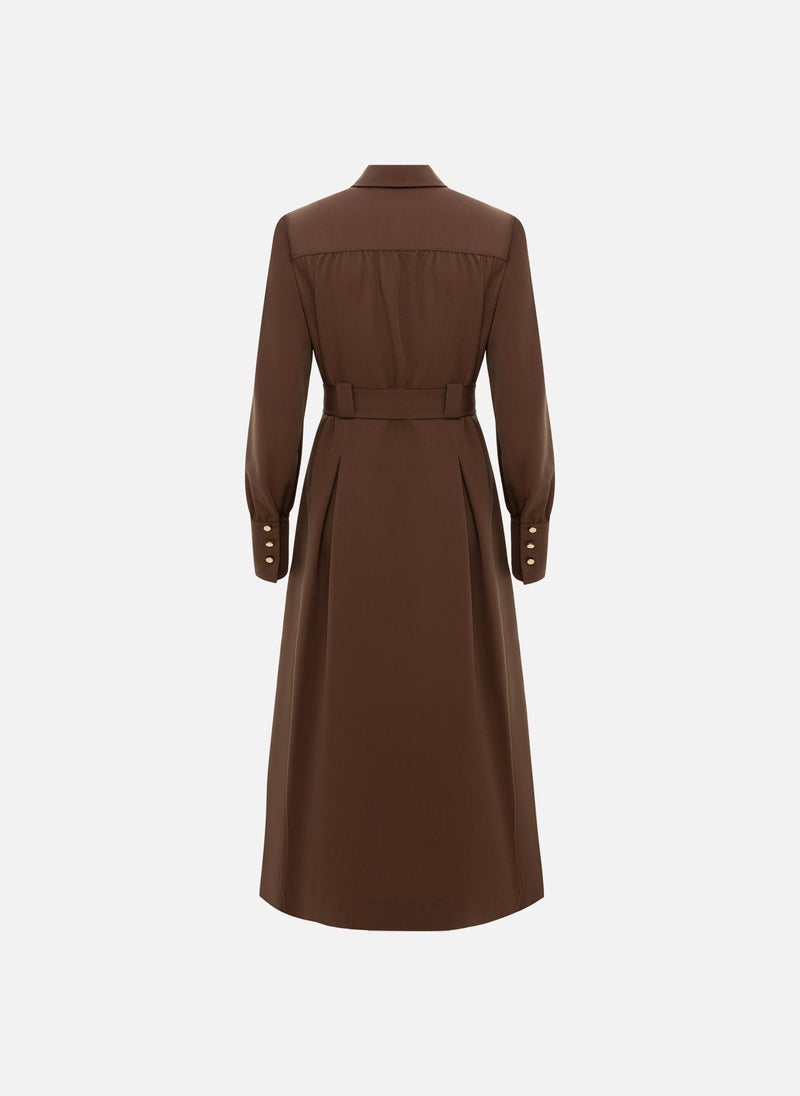 Lichi Midi dress with waist pleats and wide belt - Image 3