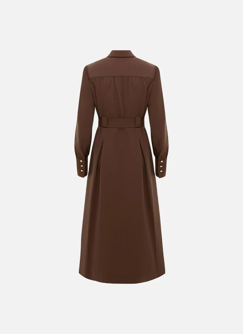 Lichi  Midi dress with waist pleats and wide belt for Women | Best Price UAE