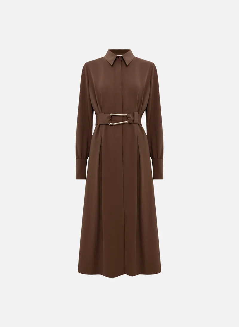 Lichi  Midi dress with waist pleats and wide belt for Women | Best Price UAE