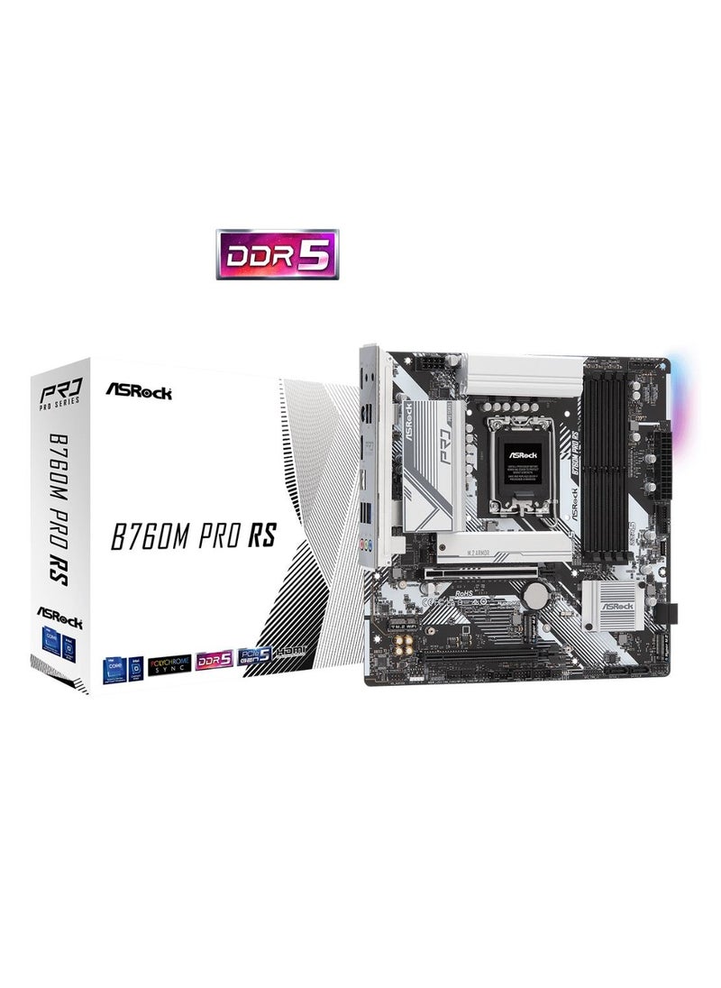 ASRock - ASRock B760M Pro RS, Micro ATX, LGA1700, DDR5, Supports 14th, 13th & 12th Intel Core Processors - Image 1