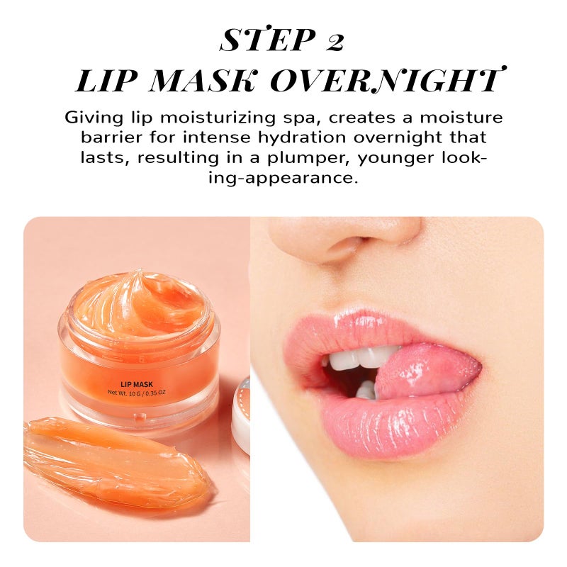 ANAI RUI Lip Care Kit - Mask & Scrub Set, Gift for Mother Girls, Overnight Treatment With Sleeping Mask & Sugar Exfoliator, Moisturizer for Dry, Chapped, Dark Lips, Peach - Image 5