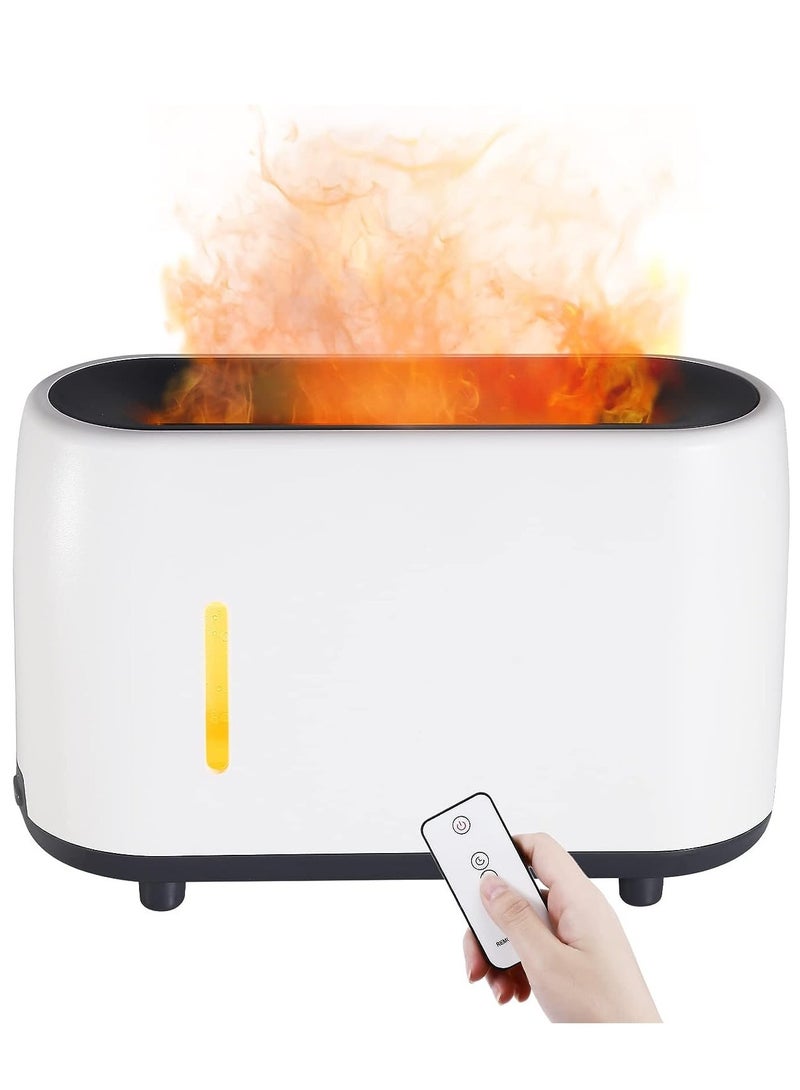 ELTRAZONE Flame Air Diffuser-Humidifier,240ml Aroma Diffuser with Remote Control,Timer, Waterless Auto Shut-Off Essential Oil Diffuser for Home,Office or Yoga (White) - Image 1