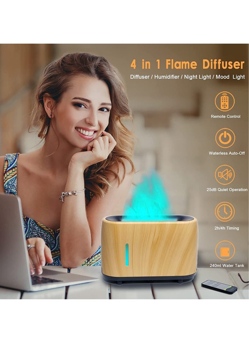 ELTRAZONE Flame Air Diffuser-Humidifier,240ml Aroma Diffuser with Remote Control,Timer, Waterless Auto Shut-Off Essential Oil Diffuser for Home,Office or Yoga (White) - Image 5