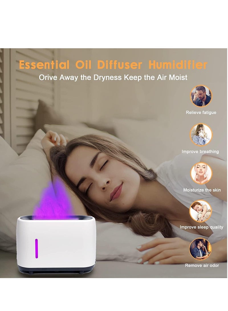 ELTRAZONE Flame Air Diffuser-Humidifier,240ml Aroma Diffuser with Remote Control,Timer, Waterless Auto Shut-Off Essential Oil Diffuser for Home,Office or Yoga (White) - Image 4