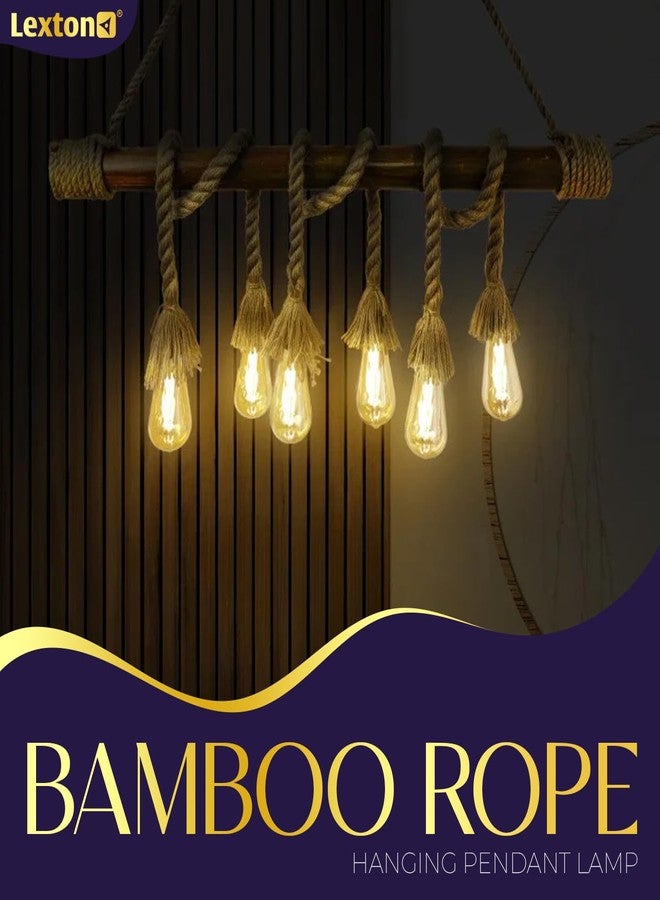 Lexton Bamboo Rope Pendant Light | Antique Retro Loft Island Hanging Light Pendant Lamp | Ceiling Light Hanging for Bar, Restaurant, Living Room and Home Decoration (Bulb Not Included) Pack of 1 - Image 2