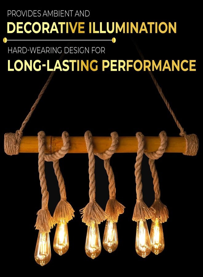 Lexton Bamboo Rope Pendant Light | Antique Retro Loft Island Hanging Light Pendant Lamp | Ceiling Light Hanging for Bar, Restaurant, Living Room and Home Decoration (Bulb Not Included) Pack of 1 - Image 5