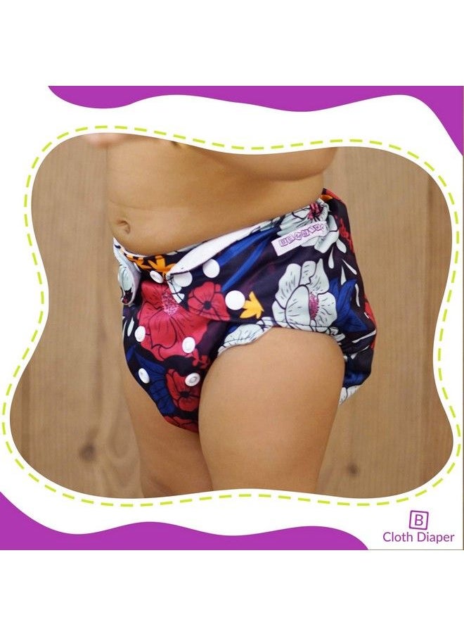 BEMBIKA - Floral Polyester Adjustable Sizes With 5 Layer Bamboo Charcoal Insert Washable Reusable Cloth Diaper - Image 1