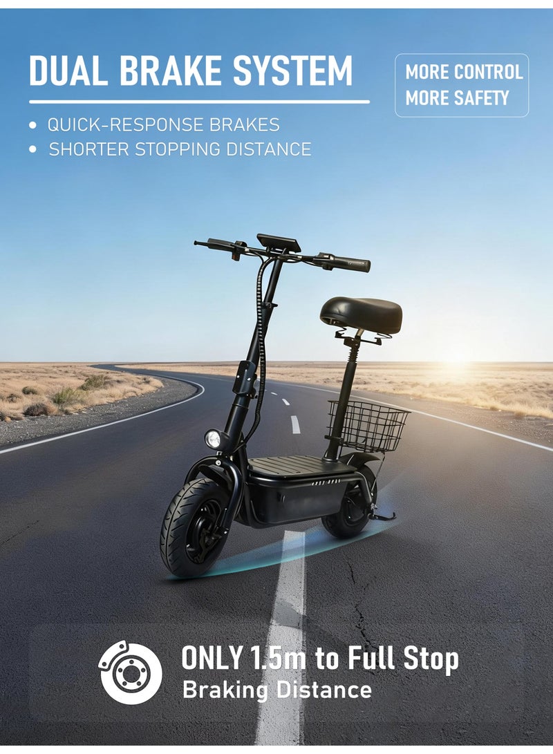 ITQAN RASEEL Foldable E Scooter、E-Bike (with Basket) | 30km Extended Range | 350W Grade A+ Motor | 36V 12Ah Battery | Max Speed ​​25 km/h | 120kg Load Capacity | Digital Display & LED Lighting | Portable E-Bike/Scooter Ideal for Daily Commuting - Image 2