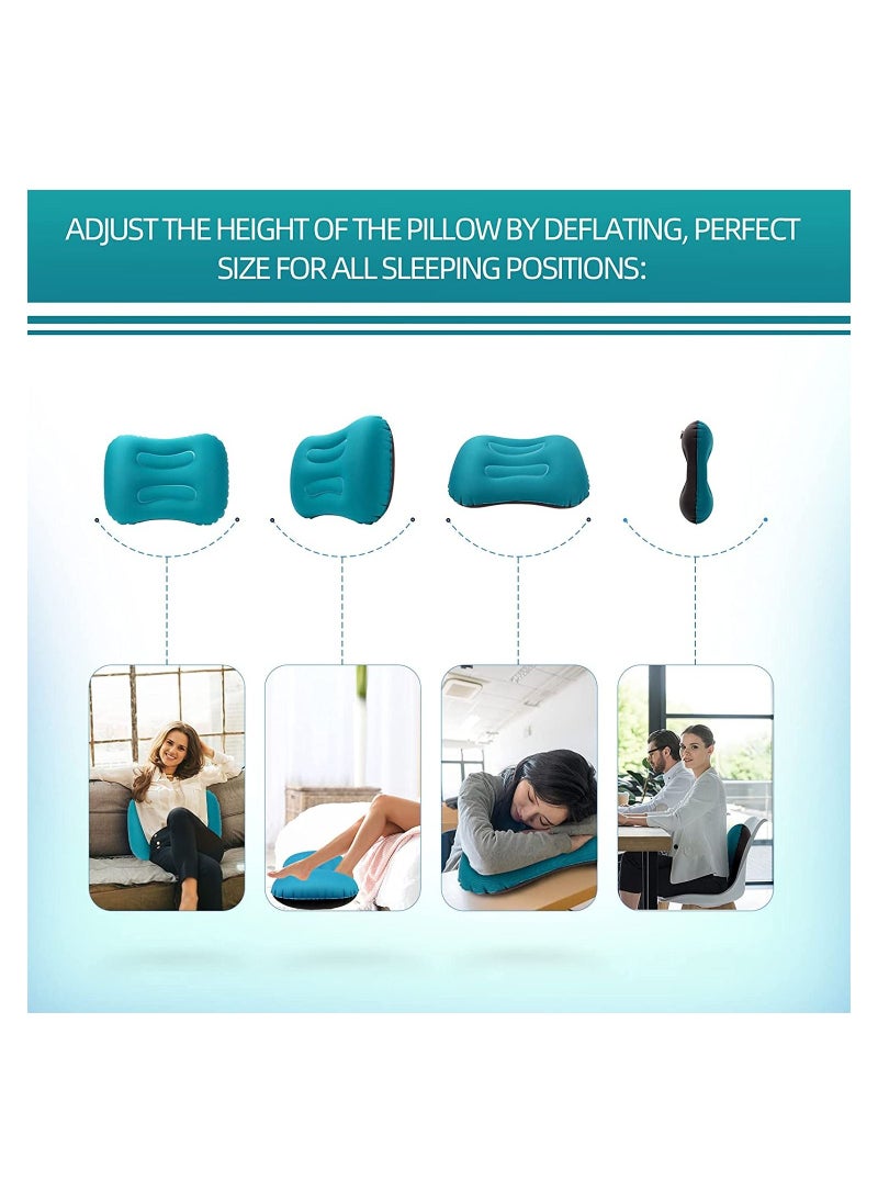 Generic Inflatable Travel Pillow Ultralight Camping Compressible Ergonomic Pillow For Neck Lumbar Support Comfortable Head Support Hiking Office Nap (Malachite Green)  - Image 3