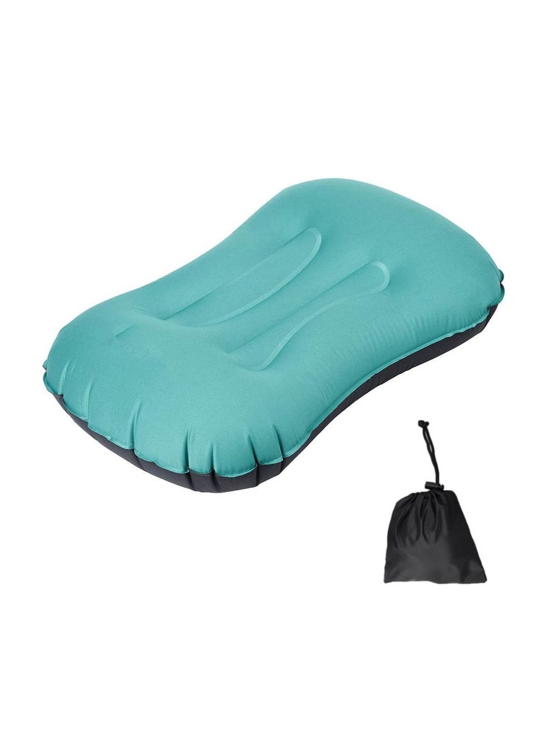 Generic Inflatable Travel Pillow Ultralight Camping Compressible Ergonomic Pillow For Neck Lumbar Support Comfortable Head Support Hiking Office Nap (Malachite Green)  - Image 1