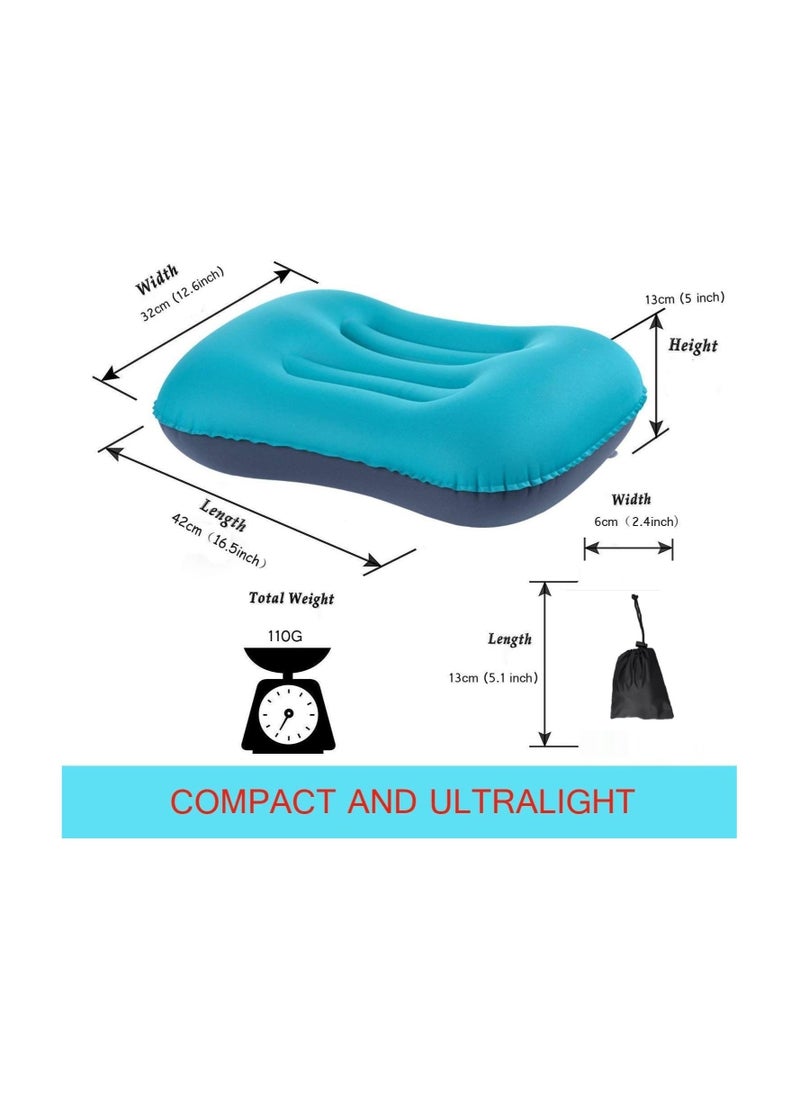 Generic Inflatable Travel Pillow Ultralight Camping Compressible Ergonomic Pillow For Neck Lumbar Support Comfortable Head Support Hiking Office Nap (Malachite Green)  - Image 4