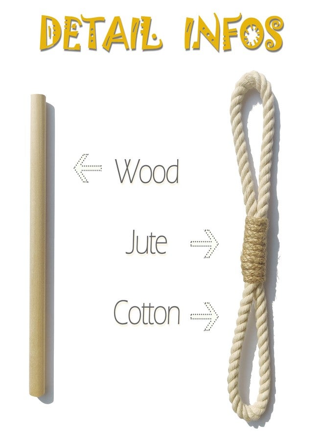 warmtone Curtain Tiebacks Rustic Holdbacks for Drapes, Farmhouse Tie Backs for Curtains, Cotton Jute Rope with Wood Club, Natural Boho Decor Shabby Chic Drapery Holder, Pack-2 - Image 3