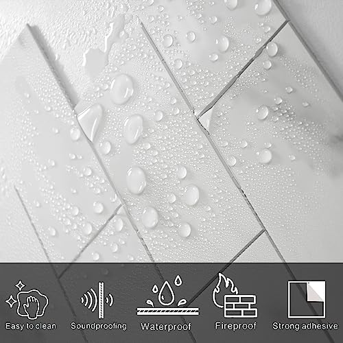 COLAMO Luxury 10-Sheet Peel and Stick Backsplash,Self Adhesive Faux Stone 12”x12” White Subway Tile for Kitchen,Glossy Waterproof Carrara Brick Marble Look,Stick on Accent Wall for Bathroom,Bedroom - Image 3