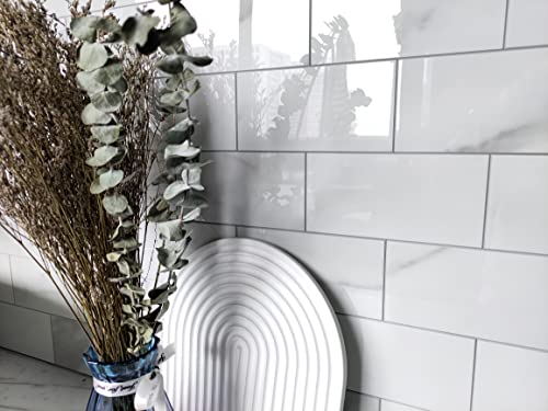 COLAMO Luxury 10-Sheet Peel and Stick Backsplash,Self Adhesive Faux Stone 12”x12” White Subway Tile for Kitchen,Glossy Waterproof Carrara Brick Marble Look,Stick on Accent Wall for Bathroom,Bedroom - Image 5