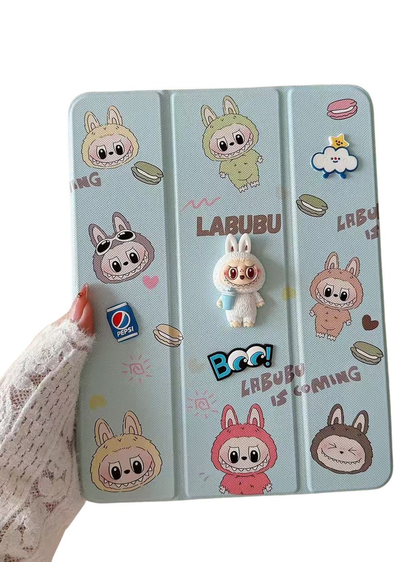 Cases Cartoon 3D Silicon Flip Cover For iPad 9th/8th/7th Generation (2022/2021/2020/2019 Model, 10.2 inch), Cover with Pencil Holder For Kids