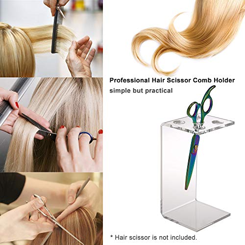 ERYUE Professional Hair Scissor Comb Holder Salon Scissor Shear Rack Hairdressing Combs Organizer Acrylic Transparent - Image 2