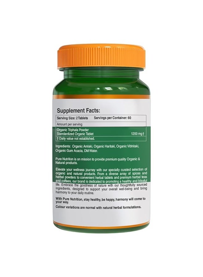 Pure Nutrition Organic Triphala 120 Veg Tablets 1200mg - Image 2