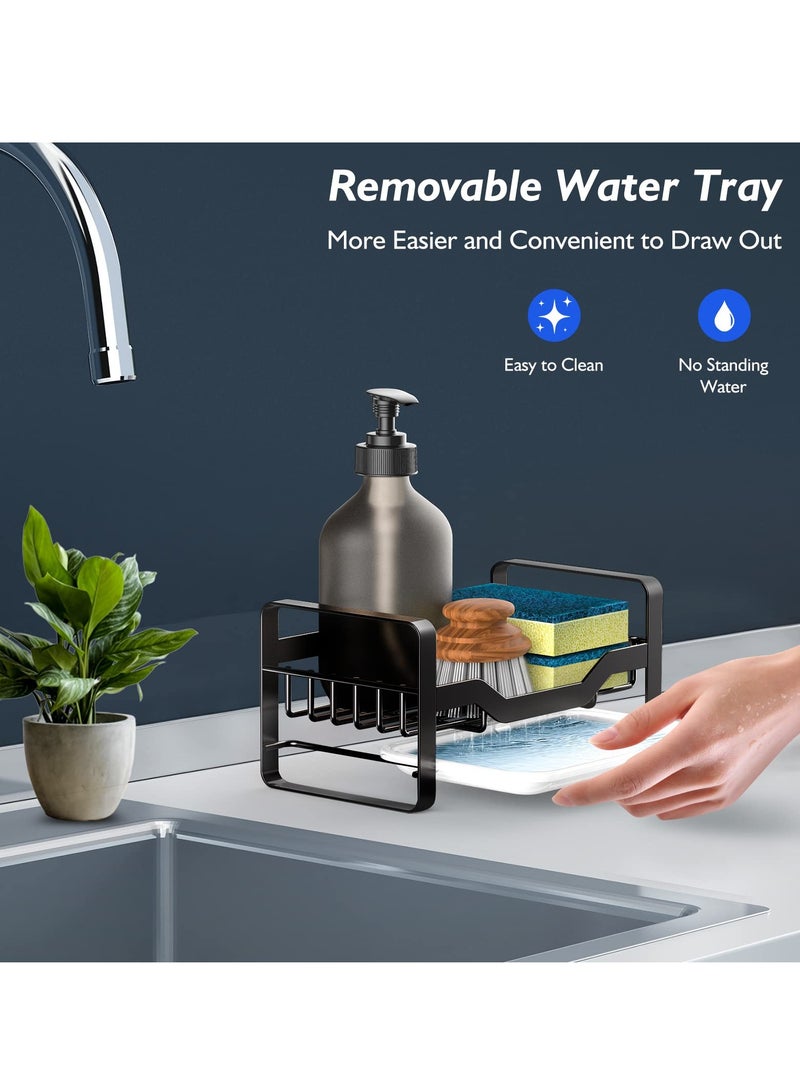 Barakah Kitchen Sink Caddy Organizer, 304 Stainless Steel Sponge  Holder for Sink Countertop with Removable Drain Tray for Dishes, Knives, Spoons, and Forks - Image 3